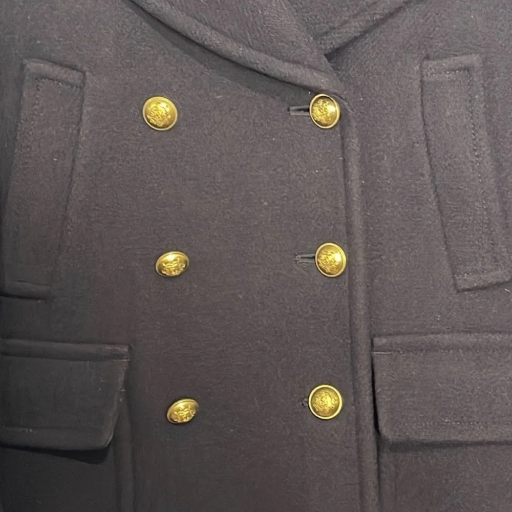 J.Crew Majesty Wool Navy Peacoat Double Breasted Gold Button Women’s Size 6 EUC - Picture 3 of 4